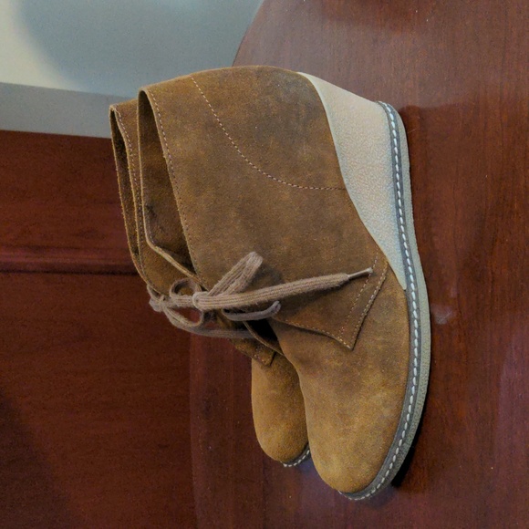 🔥 J Crew MacAlister Wedge Booties Brown Suede Leather Size 8 - Picture 1 of 9